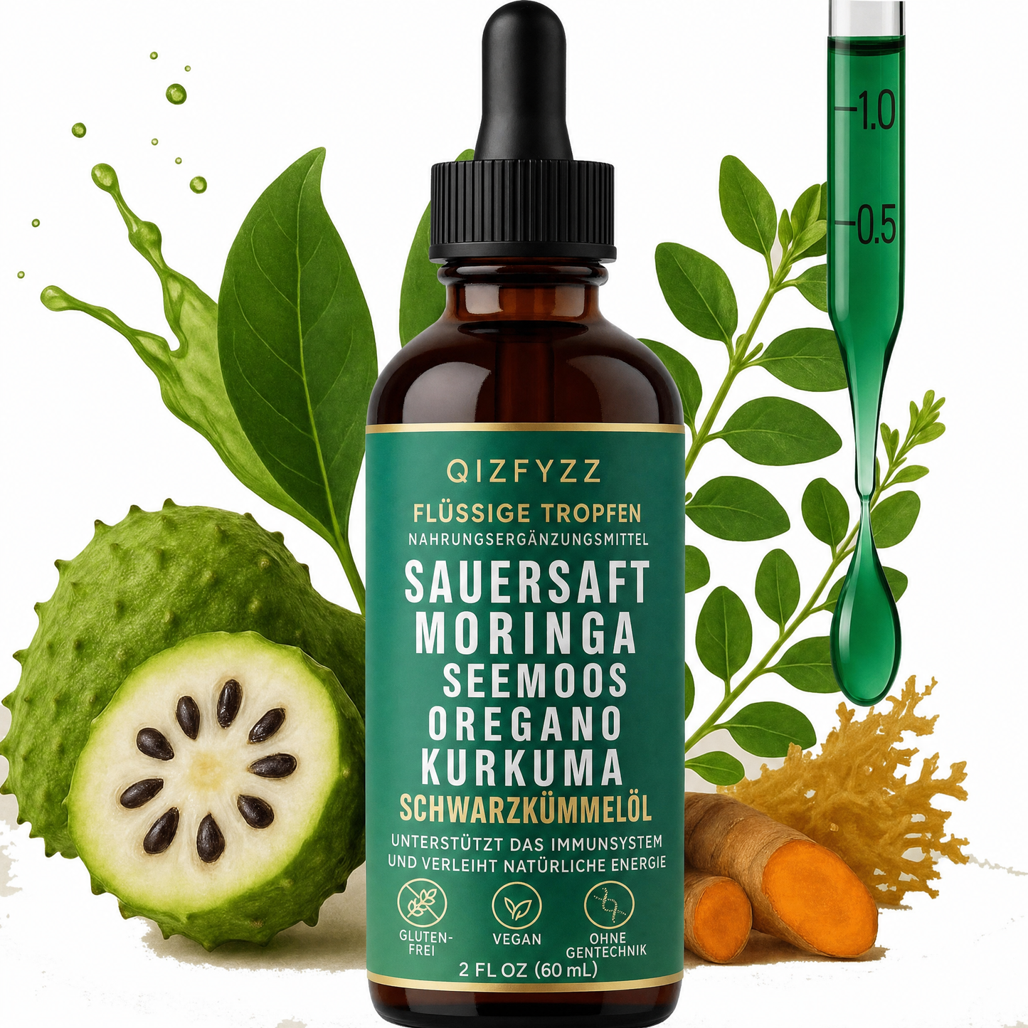 Qizfyzz Soursop Bitters Flüssige Tropfen 10-in-1
